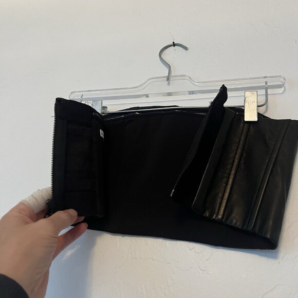 Alice + Olivia Top 2 Womens New $348 Black Lamb Leather Bandeau Zip Crop Corset - Picture 4 of 8